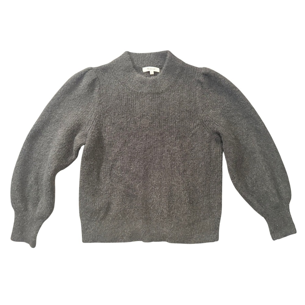 Madewell‎ Womens Sweater Size S Black Knit Puff Sleeve Pullover